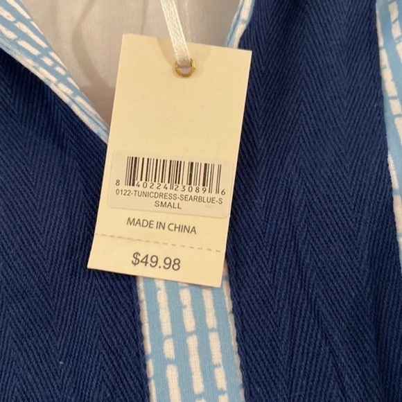 Simply Southern lined sleeveless blue & white print shift dress size Sma… - Picture 6 of 12